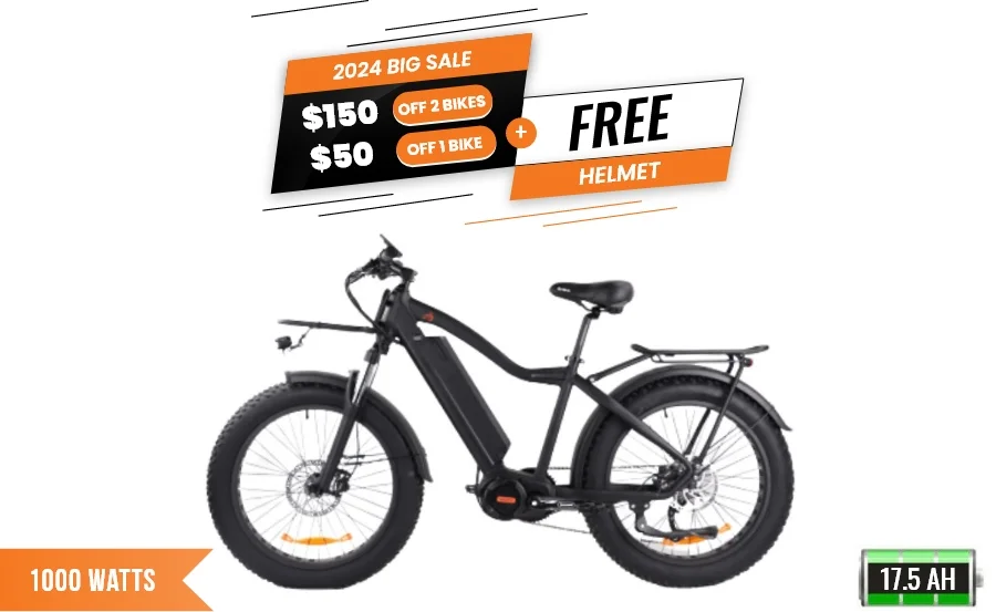 Bpm Bikes B52 1000W Fat Tire Electric Bike With Rack