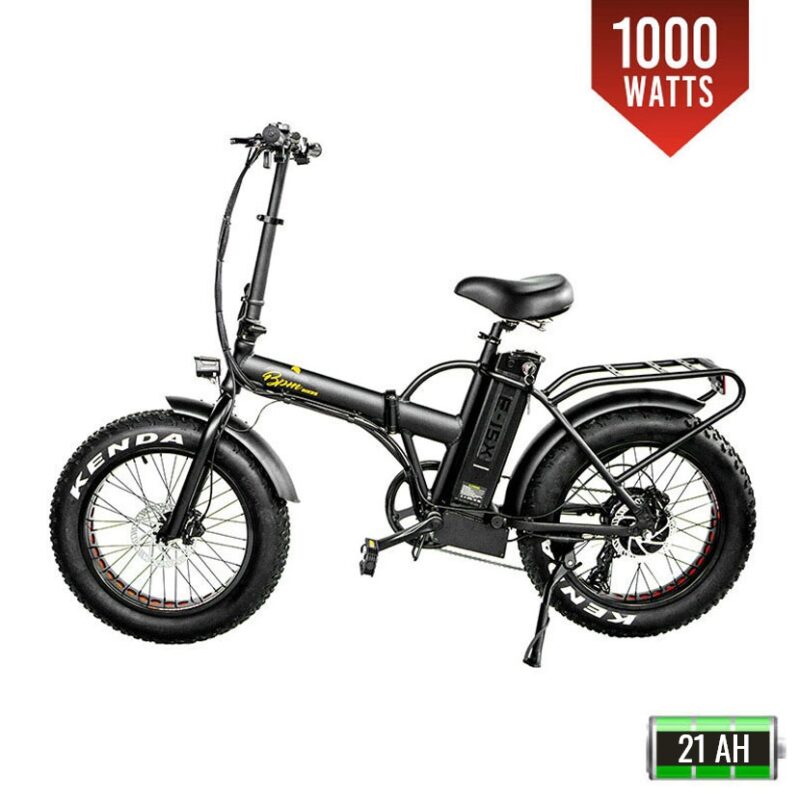 F-15X 1000W Black Folding Fat Tire Electric Bike with Rack