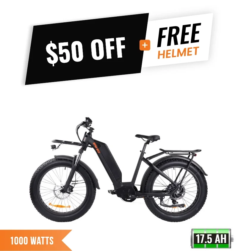 B-52 Step-Thru Fat Tire Electric Bike with Rack - 48V*17.5AH