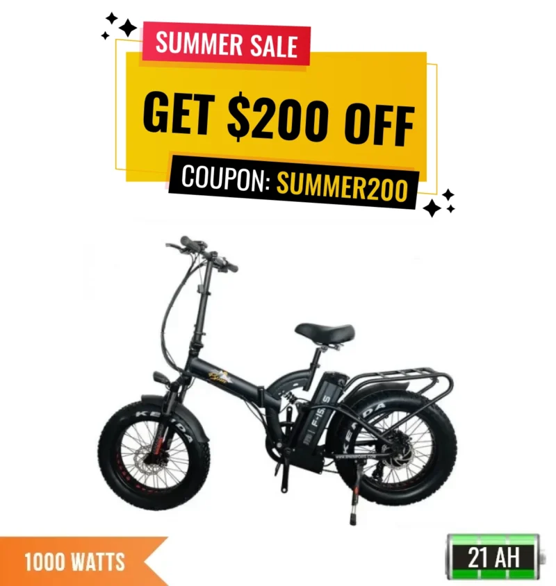 F-15RS 1000W Folding Fat Tire Electric Bike - 48V*21AH