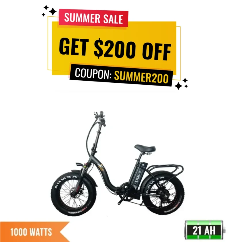 F-15RZ 1000W Step Through Folding Fat Tire Electric Bike - 48v*21AH
