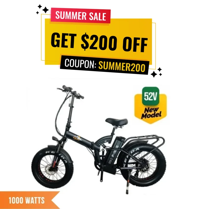 F-15RS Super powerful 1000W Folding Fat Tire Electric Bike - 52v*21ah